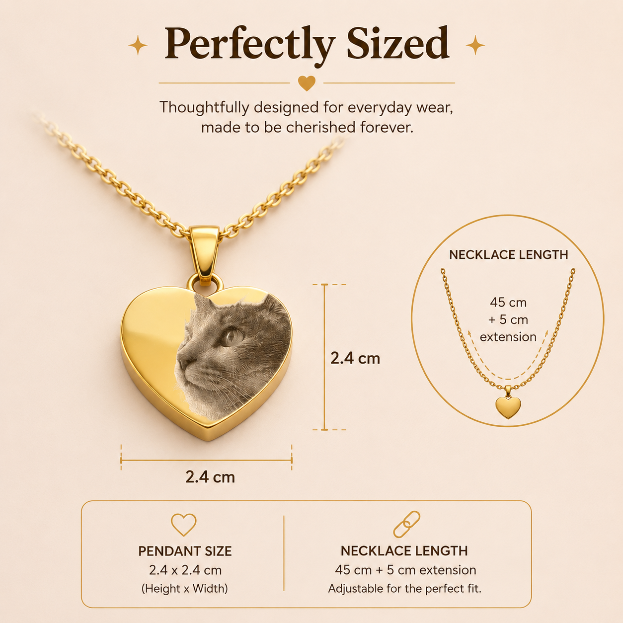 Pour toujours dans mon cœur - Collier gravé en acier inoxydable